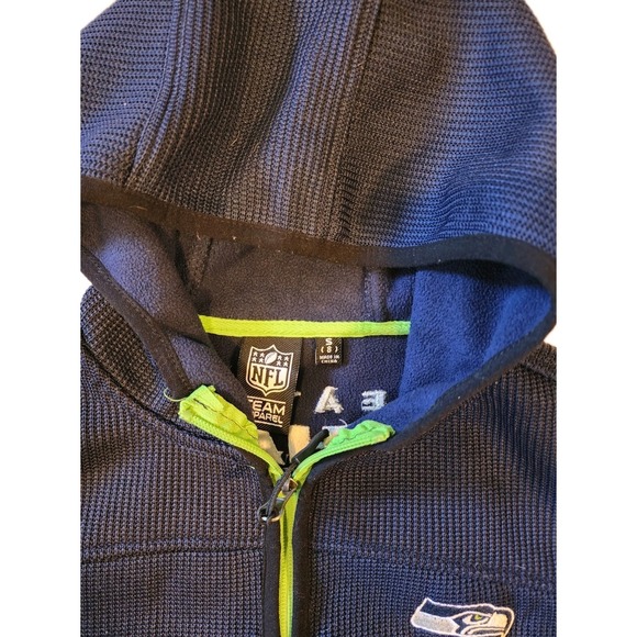 Boys Size 8 Seattle Seahawks Long Sleeve  Hoodie 1/4 Zip Pullover Blue Football - Picture 3 of 9